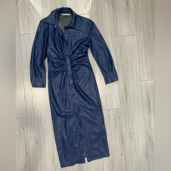 Zara Faux Leather Midi Dress - Picture 3 of 16